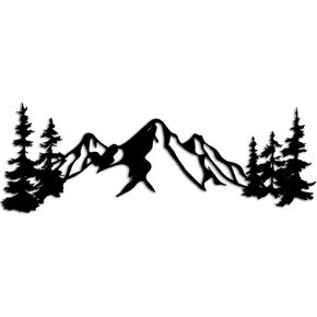 Yuzhuo Metal Mountain Wall Art Decor, Mountain Forest Silhouette Art Suitable for Living Room Bedroom Indoor Outdoor Garden Home Decoration