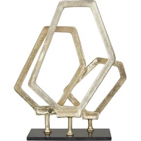 Deco 79 Aluminum Metal Geometric Decorative Sculpture Home Decor Statue with Marble Base, Accent Figurine 18" x 6" x 22", Gold
