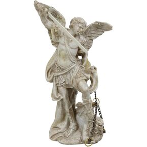Ebros Ivory Finish Holy Archangel Saint Michael with Chained Lucifer Statue 5" Tall The Protector Warrior General of God's Army Sacrament of Holy The Eucharist Collectible Figurine