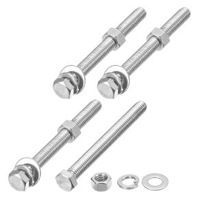 METALLIXITY Hex Head Screws Bolts, Nuts, Flat & Lock Washers Kits (3/8-16x3/4") 8 Set, Stainless Steel Fully Threaded Machine Screws Bolt Set - for Home Appliance Equipment
