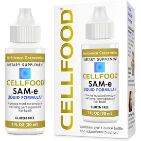 Cellfood SAM-e Liquid Formula+, 1 fl oz - Joint Support & Liver Health - Liquid for Easier Absorption & Better Bioavailability - Gluten Free, Non-GMO - 30-Day Supply