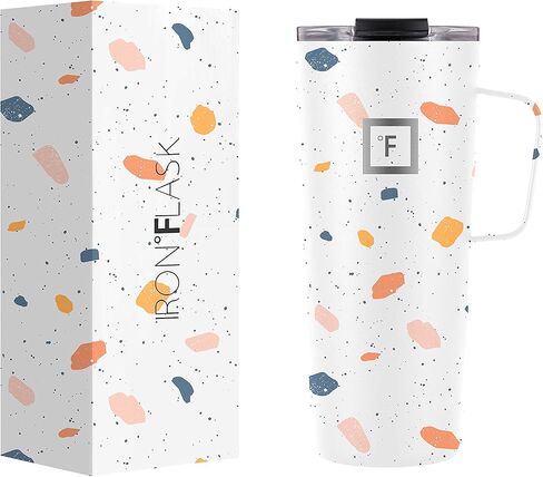 IRON °FLASK Grip Novelty Coffee Mug - Leak Proof, Vacuum Insulated Stainless Steel Bottle, Double Walled, Thermo Travel, Hot Cold, Water Metal Canteen - Midnight Black, 16 Oz - Classic Bottom in Kuwait