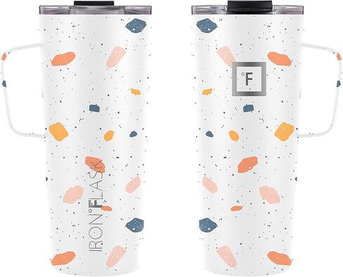 IRON °FLASK Grip Novelty Coffee Mug - Leak Proof, Vacuum Insulated Stainless Steel Bottle, Double Walled, Thermo Travel, Hot Cold, Water Metal Canteen - Midnight Black, 16 Oz - Classic Bottom in Kuwait