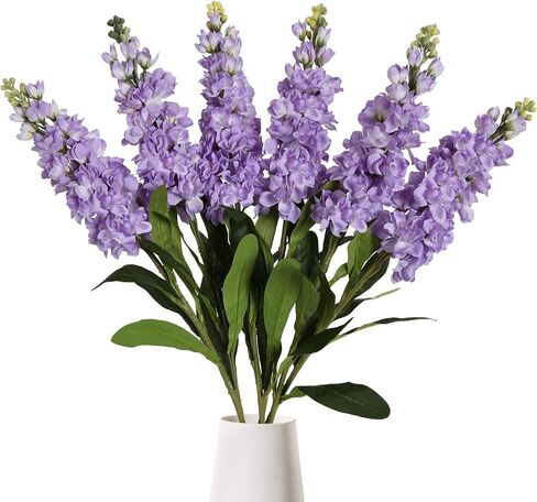 IPOPU Artificial Flowers Snapdragon Silk Flowers, 6PCS Antirrhinum Purple Delphinium Fake Flowers 31.50'' Long Stem Larkspur Faux Flowers for Wedding Table Centerpieces Vase Home Party Decor (Purple) in Kuwait