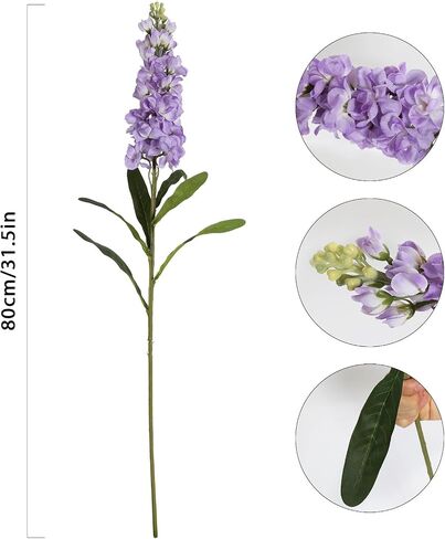 IPOPU Artificial Flowers Snapdragon Silk Flowers, 6PCS Antirrhinum Purple Delphinium Fake Flowers 31.50'' Long Stem Larkspur Faux Flowers for Wedding Table Centerpieces Vase Home Party Decor (Purple) in Kuwait