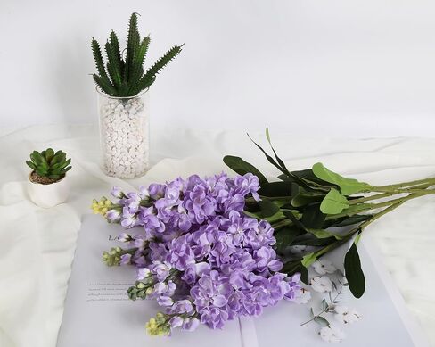 IPOPU Artificial Flowers Snapdragon Silk Flowers, 6PCS Antirrhinum Purple Delphinium Fake Flowers 31.50'' Long Stem Larkspur Faux Flowers for Wedding Table Centerpieces Vase Home Party Decor (Purple) in Kuwait