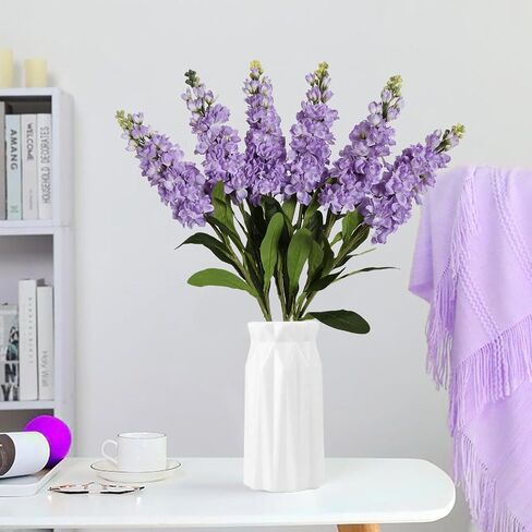 IPOPU Artificial Flowers Snapdragon Silk Flowers, 6PCS Antirrhinum Purple Delphinium Fake Flowers 31.50'' Long Stem Larkspur Faux Flowers for Wedding Table Centerpieces Vase Home Party Decor (Purple) in Kuwait