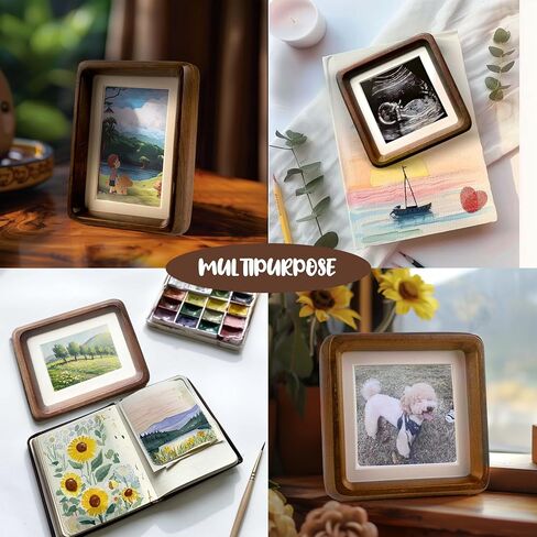 4x4 Natural Walnut Wood Picture for Polaroid Picture Frame,Baby Sonogram Ultrasound Picture Frame,Mini Canvas Frame,for Wall and Tabletop,Gifts for birthdays, wedding anniversaries in Saudi Arabia