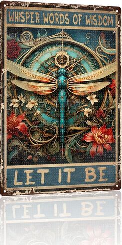 Aluminum Vintage Tin Signs Dragonfly Wall Decor Funny Whisper Words of Wisdom Let It Be Dragonfly Metal Sign for Home Wall Decor Christmas Decor 8.00"x12.00" in Saudi Arabia