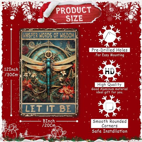 Aluminum Vintage Tin Signs Dragonfly Wall Decor Funny Whisper Words of Wisdom Let It Be Dragonfly Metal Sign for Home Wall Decor Christmas Decor 8.00"x12.00" in Saudi Arabia