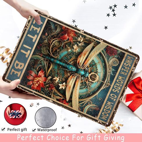 Aluminum Vintage Tin Signs Dragonfly Wall Decor Funny Whisper Words of Wisdom Let It Be Dragonfly Metal Sign for Home Wall Decor Christmas Decor 8.00"x12.00" in Saudi Arabia