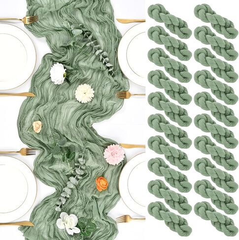 20 Pack Sage Green Table Runner Cheesecloth Table Runner 10FT，Romantic Gauze Table Runner for Wedding Party Birthday Boho Table Decoration-Sage Green in Saudi Arabia
