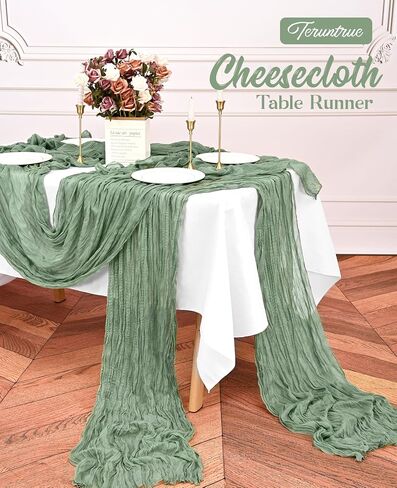 20 Pack Sage Green Table Runner Cheesecloth Table Runner 10FT，Romantic Gauze Table Runner for Wedding Party Birthday Boho Table Decoration-Sage Green in Saudi Arabia