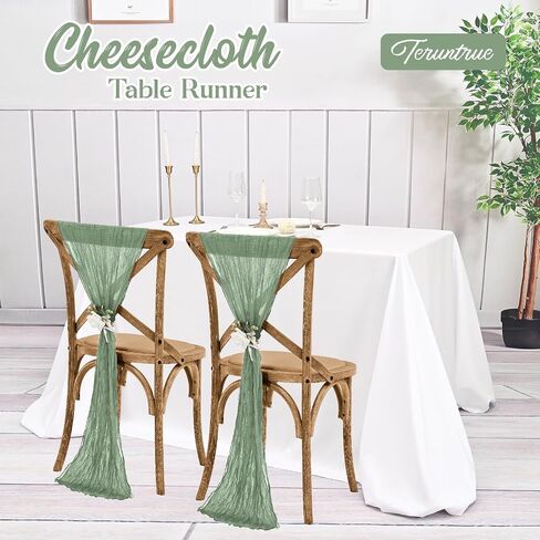 20 Pack Sage Green Table Runner Cheesecloth Table Runner 10FT，Romantic Gauze Table Runner for Wedding Party Birthday Boho Table Decoration-Sage Green in Saudi Arabia