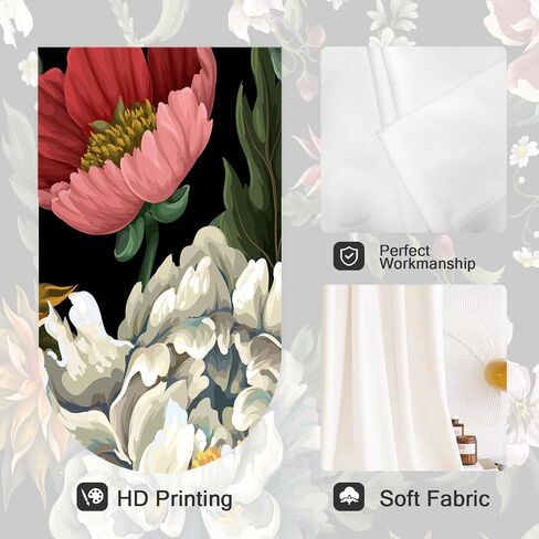 Coxila Floral Kitchen Window Curtains 27.5 x 39 Inch Small Short Mini Cafe Rod Pocket Vintage Boho Black Dark Flower Living Bedroom Room Home Treatment Set of 2 Curtain Panels Drapes Tiers in Saudi Arabia