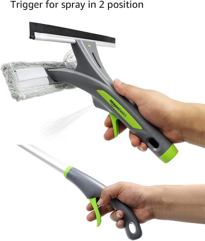 Amazon Basics Extendable Window Squeegee with Spray, Aluminum Extension Pole, 49 to 69 Inch, Gray in Saudi Arabia