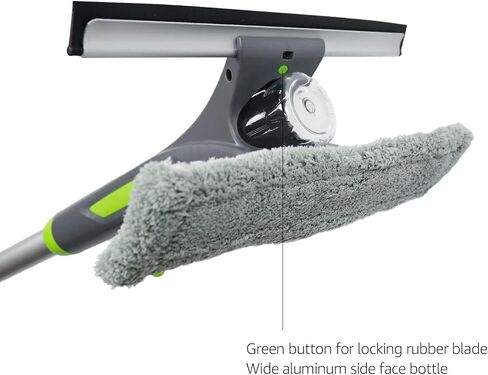 Amazon Basics Extendable Window Squeegee with Spray, Aluminum Extension Pole, 49 to 69 Inch, Gray in Saudi Arabia