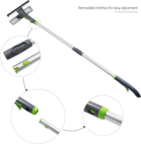 Amazon Basics Extendable Window Squeegee with Spray, Aluminum Extension Pole, 49 to 69 Inch, Gray in Saudi Arabia