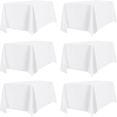 PureFit 6 Pack White Table Cloths 60 x 102 Inch, Stain and Wrinkle Resistant Table Linen for 6 Ft Rectangle Table, Polyester Table Covers for Dining Table, Wedding, Party, Banquet and Camping in Saudi Arabia