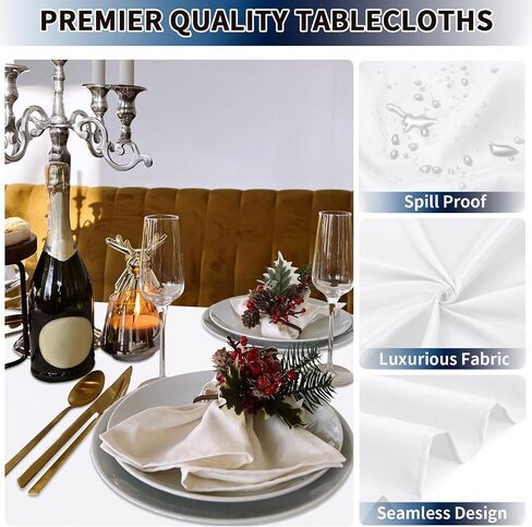 PureFit 6 Pack White Table Cloths 60 x 102 Inch, Stain and Wrinkle Resistant Table Linen for 6 Ft Rectangle Table, Polyester Table Covers for Dining Table, Wedding, Party, Banquet and Camping in Saudi Arabia