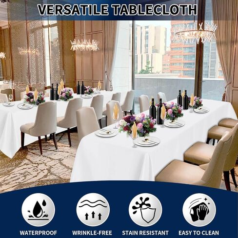 PureFit 6 Pack White Table Cloths 60 x 102 Inch, Stain and Wrinkle Resistant Table Linen for 6 Ft Rectangle Table, Polyester Table Covers for Dining Table, Wedding, Party, Banquet and Camping in Saudi Arabia