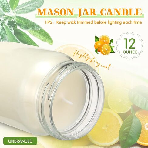 MTLEE 4 Pack 12 oz Mason Jar Candle Soy Candles with Essential Oils Scented Soy Wax Candles for Home Valentine Wedding Birthday Gift Farmhouse Collection Baby Shower Party(Vanilla) in Saudi Arabia