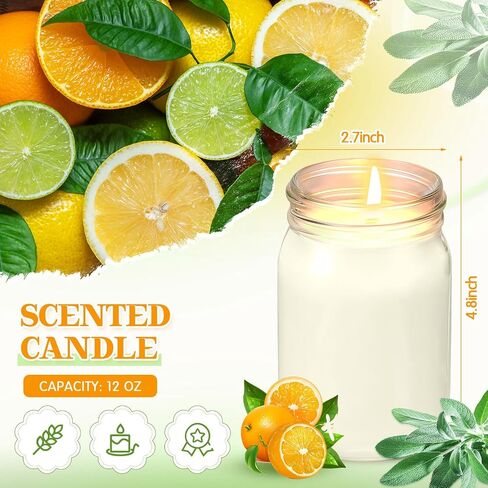 MTLEE 4 Pack 12 oz Mason Jar Candle Soy Candles with Essential Oils Scented Soy Wax Candles for Home Valentine Wedding Birthday Gift Farmhouse Collection Baby Shower Party(Vanilla) in Saudi Arabia