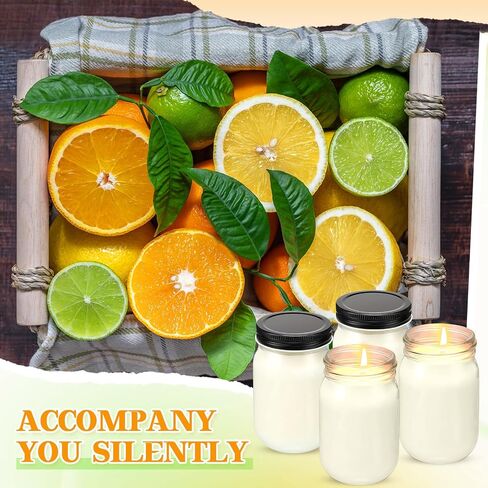 MTLEE 4 Pack 12 oz Mason Jar Candle Soy Candles with Essential Oils Scented Soy Wax Candles for Home Valentine Wedding Birthday Gift Farmhouse Collection Baby Shower Party(Vanilla) in Saudi Arabia
