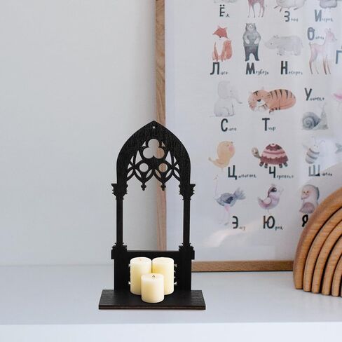 Garneck Wall Mount Candle Holder - Tealight Candlestick Gothic Church Dome Candelabra - Christian Orthodox Wooden Religions Candle Holder - Prayer Penance Candle Tray Hanger in Saudi Arabia