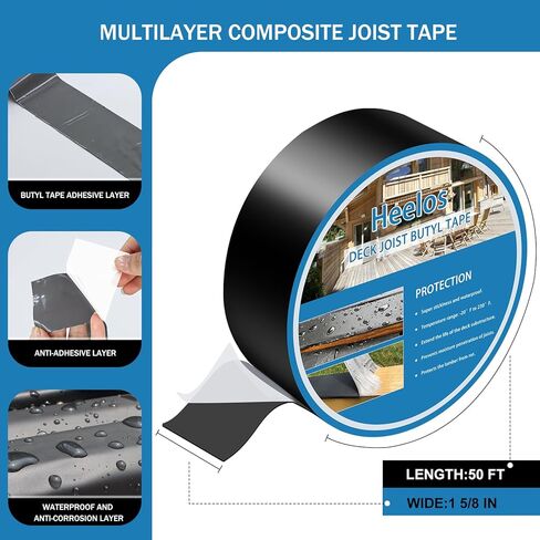 شريط بوتيل للرفع، شريط بوتيل مقاس 1-5/8 بوصة × 50 بوصة، شريط رافدة ذاتي اللصق للتزيين، شريط رافدة مقاوم للماء، شريط وامض مقاوم للطقس لإصلاح الختم لحماية الحزم والطوابق الخشبية in Kuwait