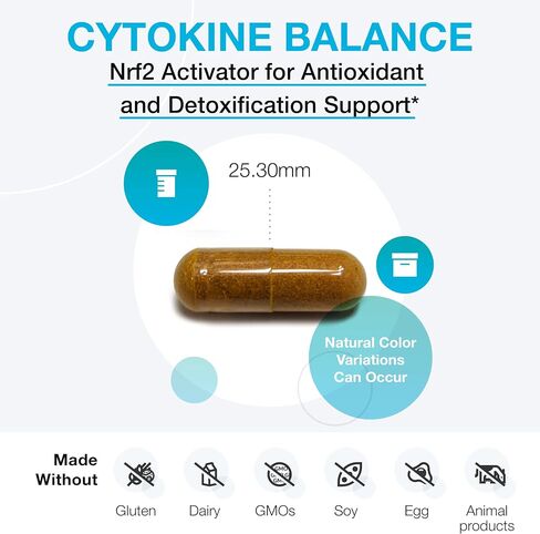 XYMOGEN Cytokine Balance (منشط Nrf2 سابقًا) لدعم مضادات الأكسدة وإزالة السموم - مستخلص الشاي الأخضر، Trans-Pterostilbene، مستخلص الكركم، الجلوكورافانين (60 كبسولة) in Saudi Arabia