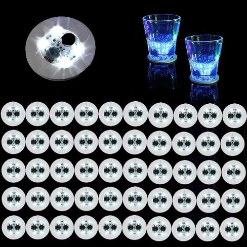 20Pcs LED Coaster Round Flash Cup Mat Sticker Lights for Wine Liquor Bottle, Drinks Party, Bar Party (Multicolor) in Saudi Arabia