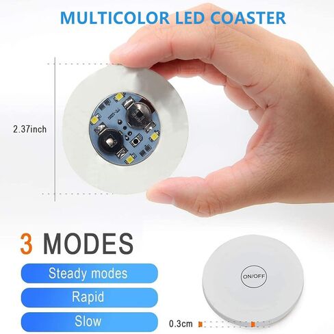 20Pcs LED Coaster Round Flash Cup Mat Sticker Lights for Wine Liquor Bottle, Drinks Party, Bar Party (Multicolor) in Saudi Arabia