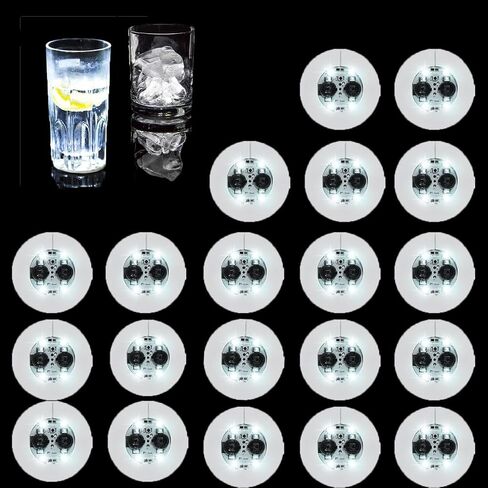 20Pcs LED Coaster Round Flash Cup Mat Sticker Lights for Wine Liquor Bottle, Drinks Party, Bar Party (Multicolor) in Saudi Arabia