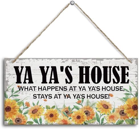 Vintage Ya Ya's House What Happens at Ya Ya's House, Stays at Ya Ya's House Wood Decor Sign, Hanging Printed Wooden Plaque Decor, Rustic Home Decor Sign, Ya Ya Decor, Gift for Grandma 12x6 in in Saudi Arabia