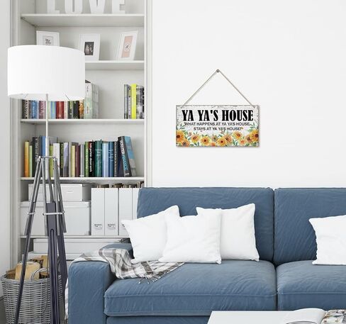 Vintage Ya Ya's House What Happens at Ya Ya's House, Stays at Ya Ya's House Wood Decor Sign, Hanging Printed Wooden Plaque Decor, Rustic Home Decor Sign, Ya Ya Decor, Gift for Grandma 12x6 in in Saudi Arabia