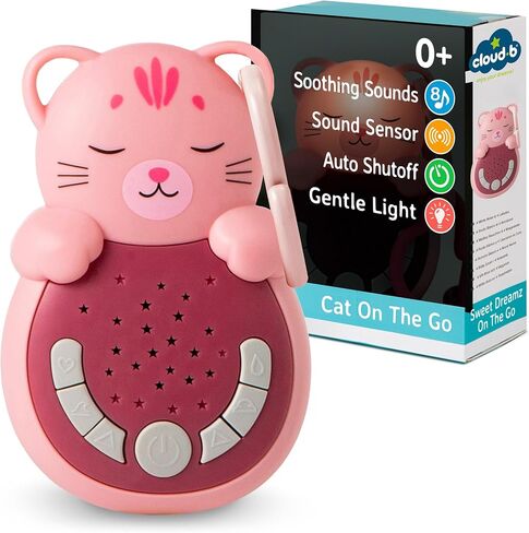 Cloud b Travel Comforting Sound Machine w/Calming Light | 4 White Noise and 4 Lullabies | Re-Activating Smart Sensor | Sweet Dreamz On The Go™ - Cat in Kuwait