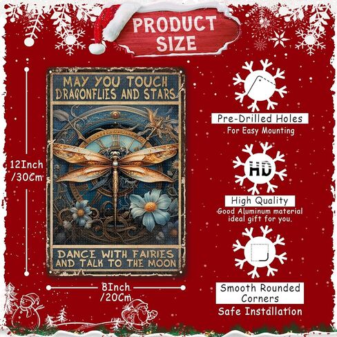 Aluminum Vintage Tin Signs Dragonfly Wall Decor Funny Whisper Words of Wisdom Let It Be Dragonfly Metal Sign for Home Wall Decor Christmas Decor 8.00"x12.00" in Saudi Arabia
