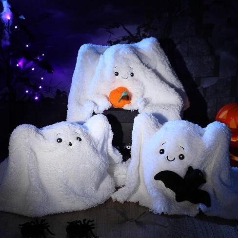 3 قطع من وسائد الهالوين، وسادة رمي مزخرفة مع وسادة يقطين، ديكور شبح لطيف، وسادة رمي شبح الهالوين مع خفاش، ديكور غرفة الهالوين لحفلة الهالوين، 14 × 9 بوصة in Kuwait