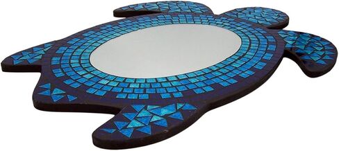 Wowser Beach House Decor Decorative Blue Hombre Mosaic Tile Sea Turtle Shaped Mirror, 21 Inch in Saudi Arabia