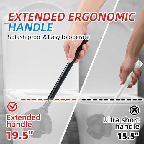 Toilet Plunger and Brush Set, Heavy Duty Toilet Brush Plunger Combo for Bathroom Cleaning, Extended Handle Plunger, Toilet Bowl Brush and Plunger Set for Deeply Cleaning, Black, 2 Sets in Saudi Arabia