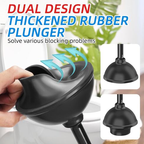 Toilet Plunger and Brush Set, Heavy Duty Toilet Brush Plunger Combo for Bathroom Cleaning, Extended Handle Plunger, Toilet Bowl Brush and Plunger Set for Deeply Cleaning, Black, 2 Sets in Saudi Arabia