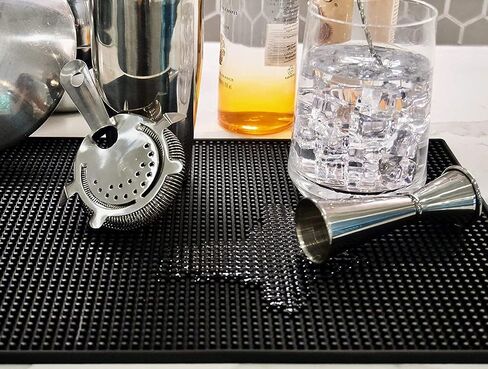 سجادة بار Highball & Chaser مقاس 18 × 12، سجادة بار سميكة ومتينة وأنيقة للانسكابات. غير قابلة للانزلاق، غير سامة، سجادة خدمة للقهوة والحانات والمطاعم (أسود، فردي) in Saudi Arabia