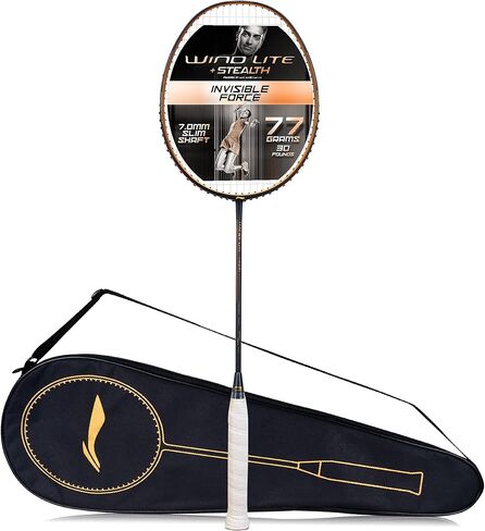 مضرب كرة الريشة من Li-Ning Wind Lite Stealth من ألياف الكربون مع غطاء كامل مجاني (مدعوم من Windstorm) in Saudi Arabia