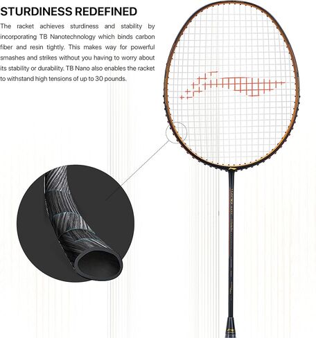 مضرب كرة الريشة من Li-Ning Wind Lite Stealth من ألياف الكربون مع غطاء كامل مجاني (مدعوم من Windstorm) in Saudi Arabia