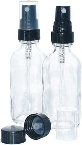 GlassBottleOutlet (عبوة من قطعتين) 2 أونصة. قم بمسح بوسطن الدائرية باستخدام رشاشات سوداء دقيقة الرذاذ وأغطية مخروطية سوداء مبطنة in Kuwait