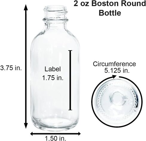 GlassBottleOutlet (عبوة من قطعتين) 2 أونصة. قم بمسح بوسطن الدائرية باستخدام رشاشات سوداء دقيقة الرذاذ وأغطية مخروطية سوداء مبطنة in Kuwait