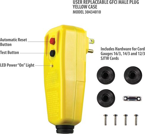 Tower Manufacturing 30434009 Auto-Reset 15 AMP Right Angle GFCI Plug, Black in Saudi Arabia