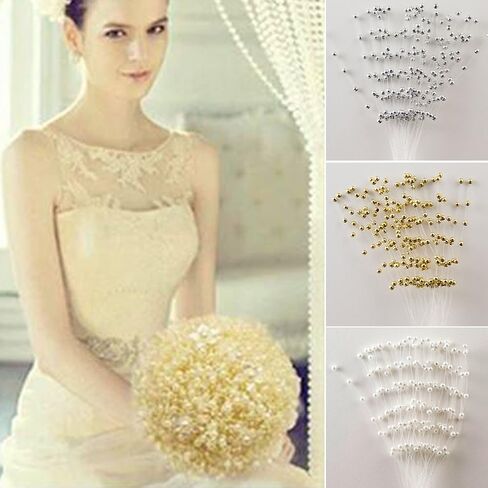 10 قطع من رذاذ باقة اللؤلؤ المطرز من Xiaokeis، سلسلة من أعواد اللؤلؤ باقة زهور الزفاف، سلسلة خرز رذاذ اللؤلؤ الاصطناعي لتزيين حفلات العروس (أبيض) in Kuwait