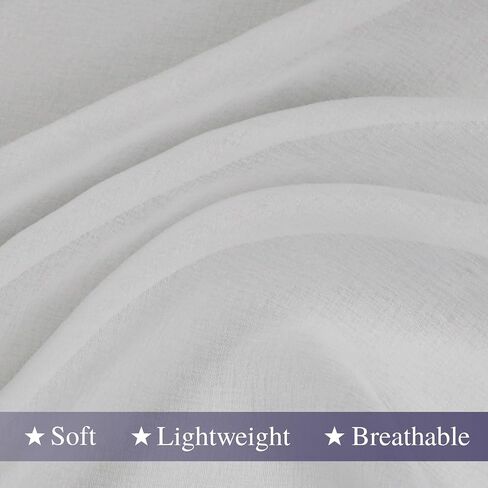 BUHUA Sheer White Curtains 96 Inches Length for Bedroom Living Room Pom Pom Tasseled Voile Semi-Sheer Curtains for Light Filtering, 1 Pair (52 x 96 inch, Colorful) in Saudi Arabia